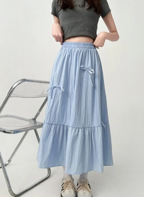 Bowknot A Line Midi Skirt Flattering Summer Style