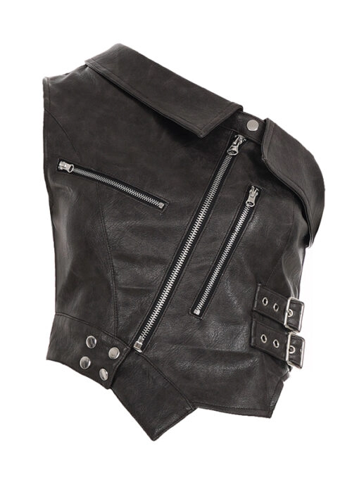 Brown Zipper Accent Faux Leather Top | Jennie – BlackPink
