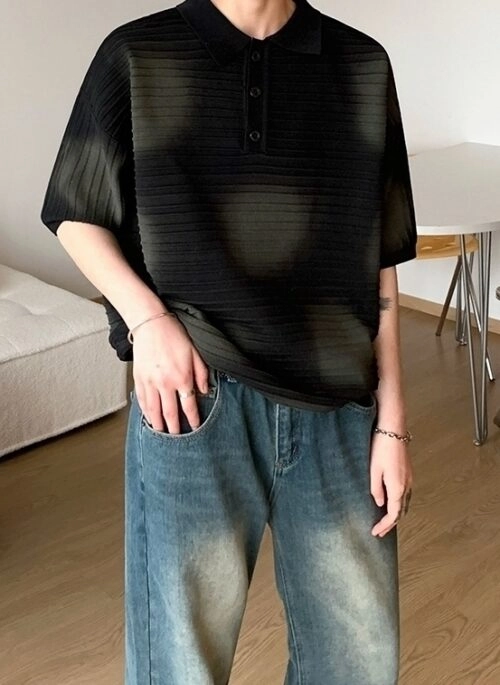 Casual Polo Shirt With Turndown Collar