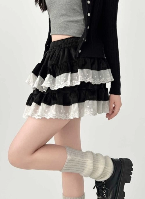 Chic High Waist Layered Flare Mini Skirt