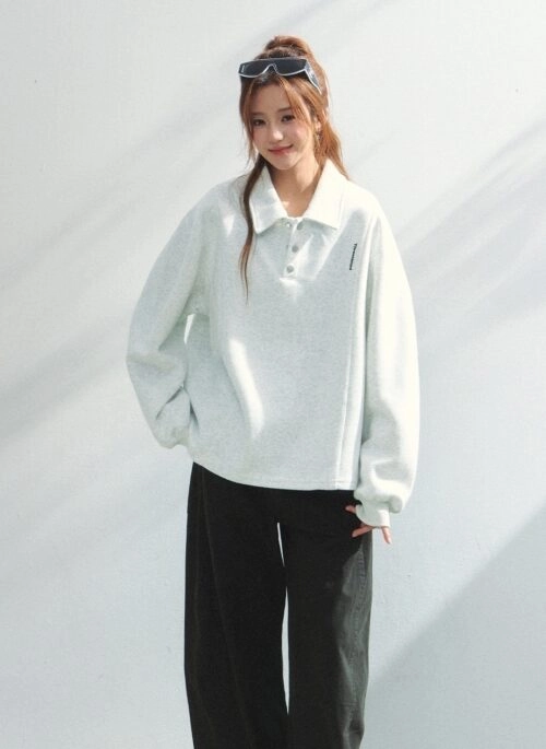 Classic College Style Polo Sweatshirt
