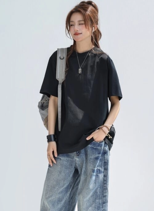 Classic Embroidered Lettering Relaxed Fit T Shirt