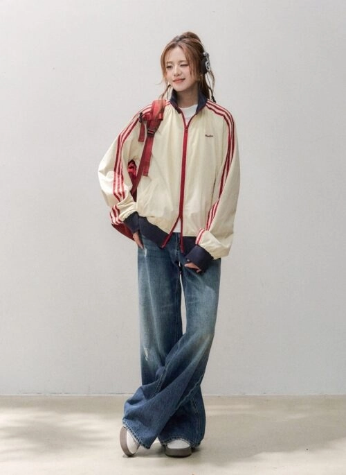 College Style Stand Collar Casual Sports Jacket