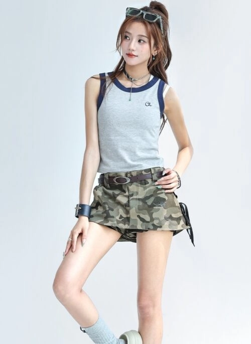 Colorblock Cropped Tank Top Summer Layering