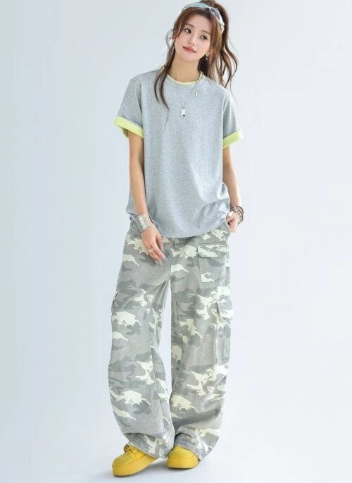 Colorblock Layered Look Short Sleeve Relaxed Top