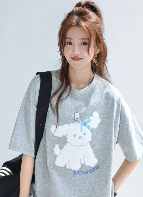 Cute Bow Patchwork Dog Cool Summer T Shirt