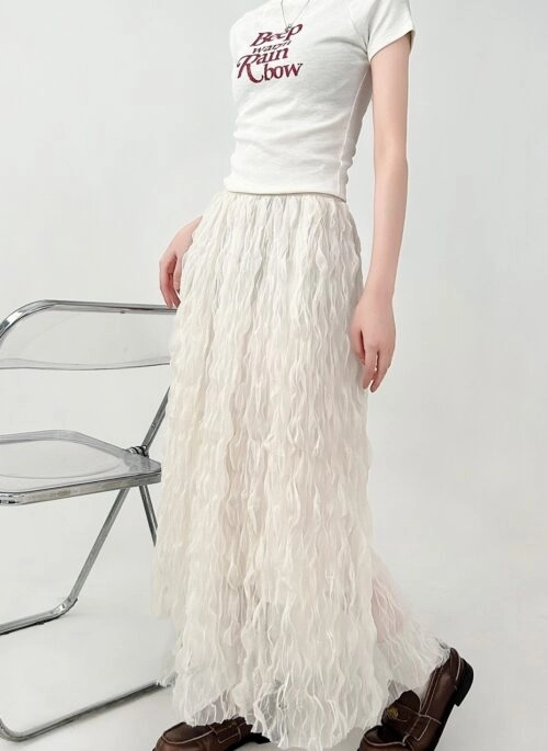 Dreamy Tulle Midi Skirt Flowy Princess Style