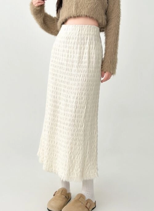 Elegant Knit Pleated High Waist Midi Skirt