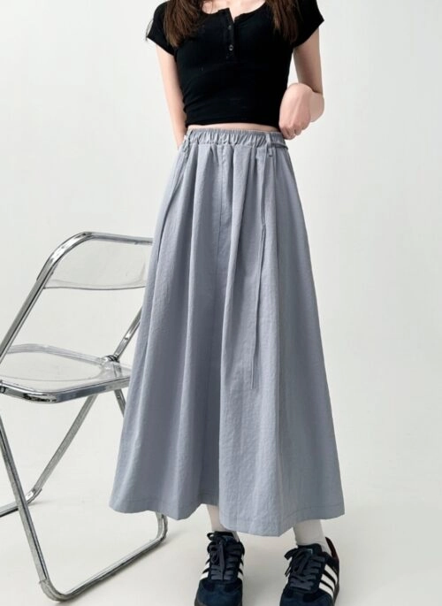 Flowy Black A Line Midi Skirt