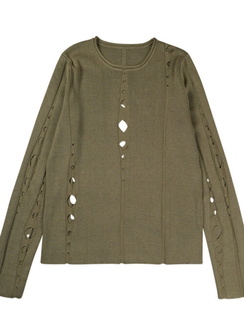 Green Distressed Hole Knit Sweater | Rose – BlackPink
