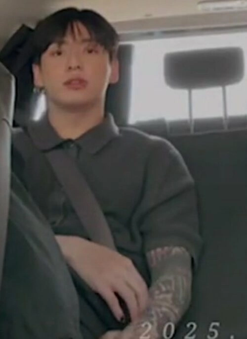 Grey Short Sleeve Button-Up Knit Shirt | Jungkook – BTS