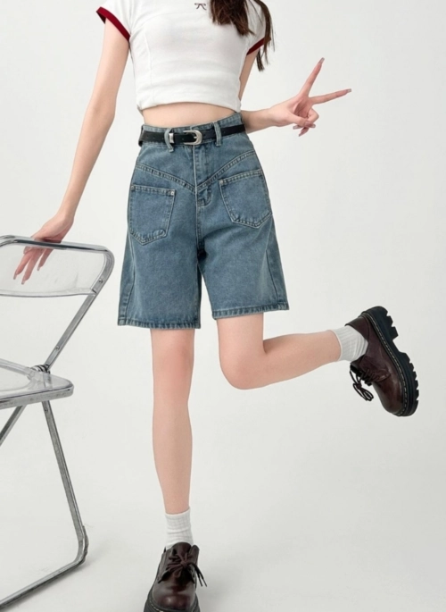 High Waist Loose Fit Denim Shorts