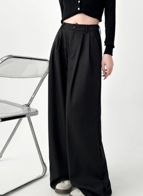 High Waist Wide Leg Casual Trousers