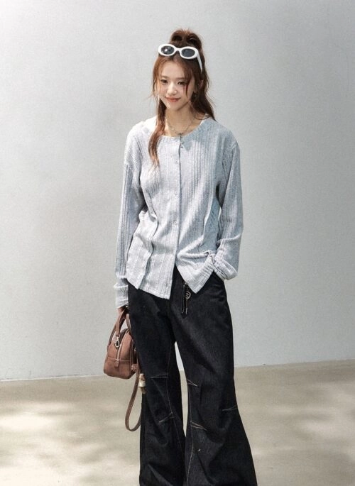 Knit Cardigan Lightweight Button Up Sweater Casual Style