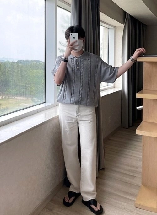 Knit Polo Shirt Casual Loose Style
