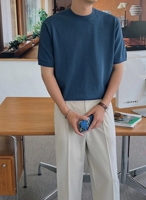Knit Short Sleeve Casual T-Shirt