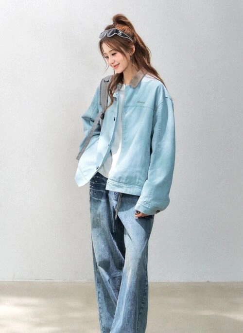 Korean Style Chic Patchwork Casual Lapel Jacket