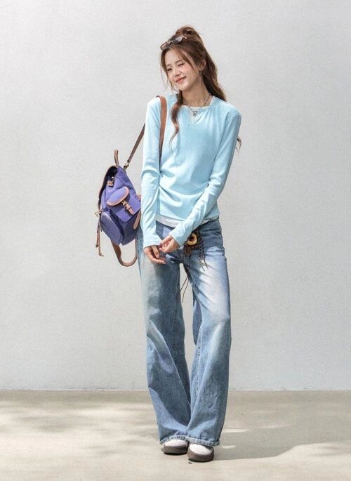 Korean Style Slim Fit Layered Long Sleeve Top