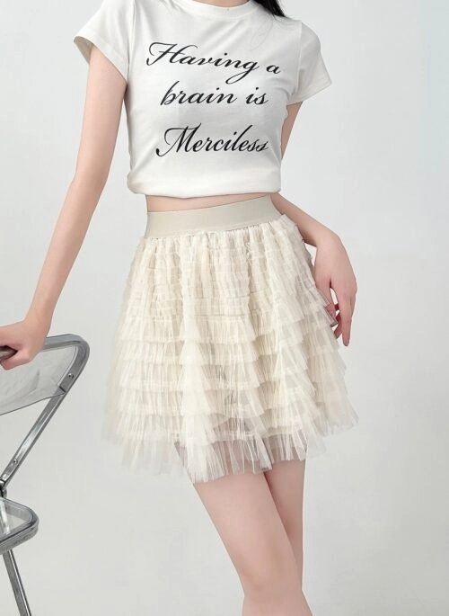 Layered Mesh Tulle Skirt Elegant A Line Style