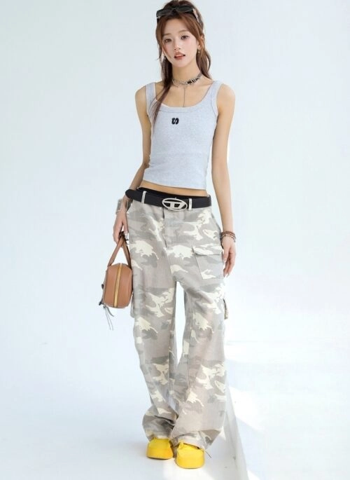 Letter Embroidered Slim Fit Sleeveless Tank Top