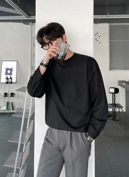 Loose Fit Long Sleeve Cotton Tee