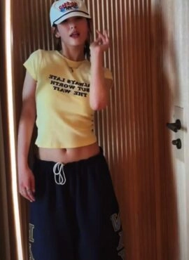 Navy Blue Lettered Graphic Bermuda Shorts | Somi