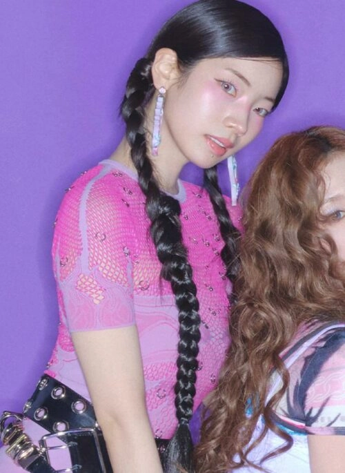 Pink Intricate Pattern Sheer Mesh Dress | Dahyun – Twice