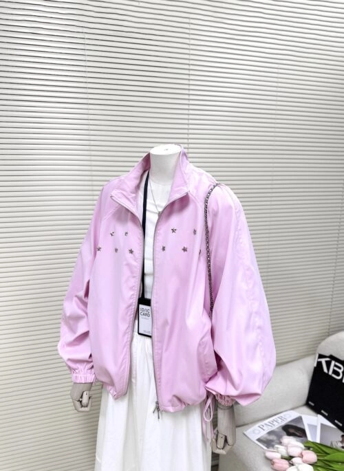 Pink Star-Accent Oversized Bomber Jacket | Jennie – BlackPink