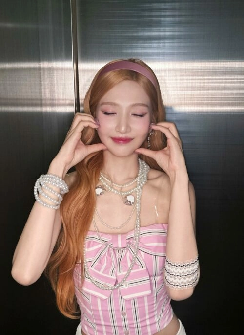 Pink Stripes Button Up Tube And Neck Scarf Set | Joy - Red Velvet