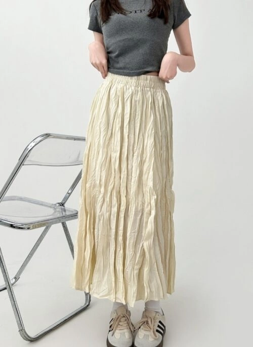 Pleated High Waist Midi Skirt For Curvy Style