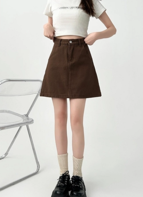 Plus Size Denim A Line Slimming Mini Skirt