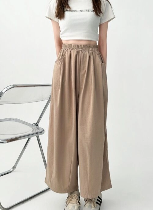 Plus Size High Waist Relaxed Fit Casual Trousers