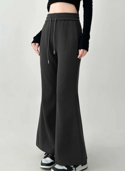 Plus Size Vintage Style Slim Fit Gray Sweatpants