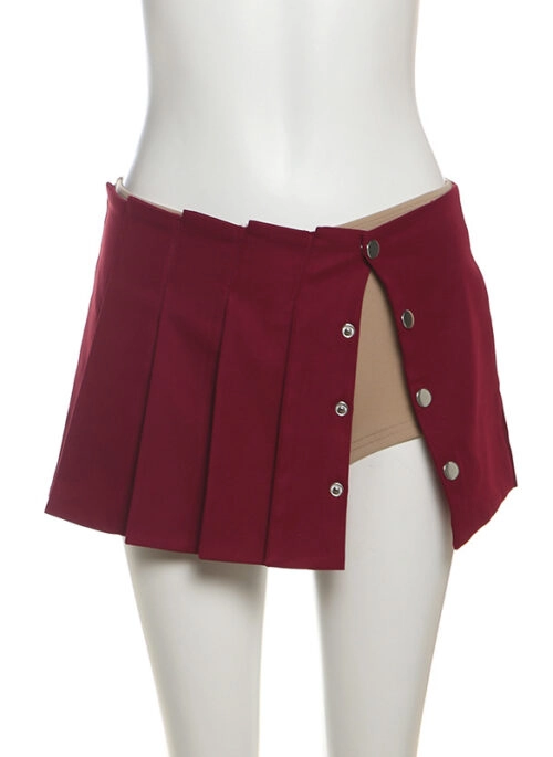Red Pleated Button-Up Skirt | Lisa – BlackPink