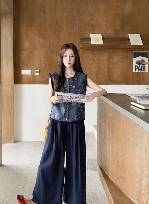 Relaxed Style High Waist Wide Leg Pants Set
