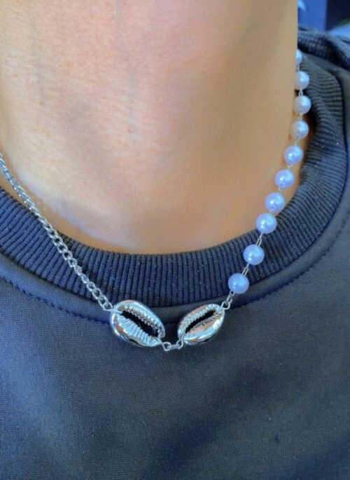Silver Asymmetric Chain Pearl Necklace | Felix – Stray Kids