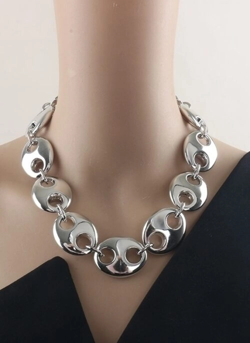 Silver Chunky Statement Chain Necklace | Doyoung – Treasure