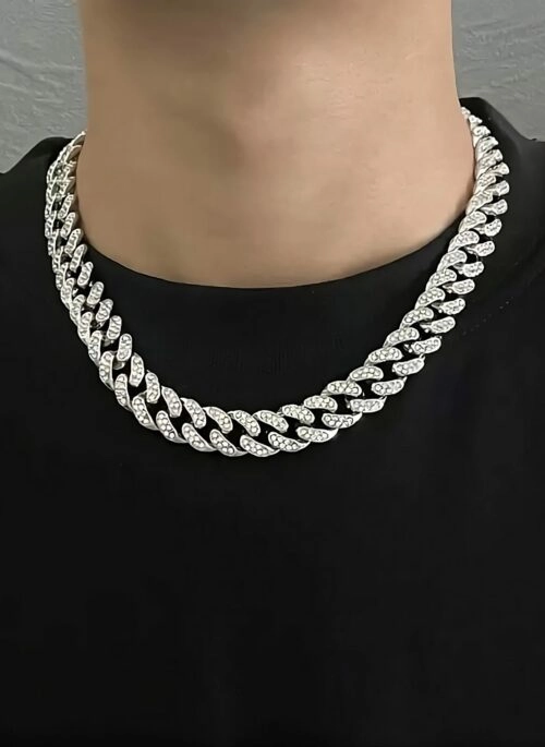 Silver Thick Chain Rhinestones Chain Necklace | Han – Stray Kids