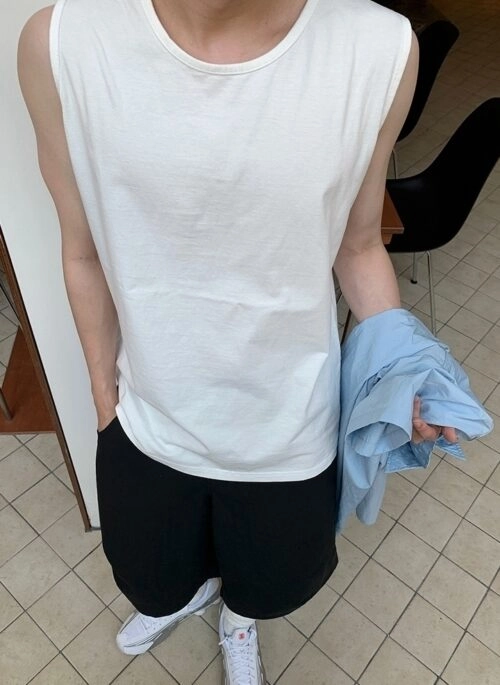 Sleeveless Cotton Relaxed Fit Casual Tank Top
