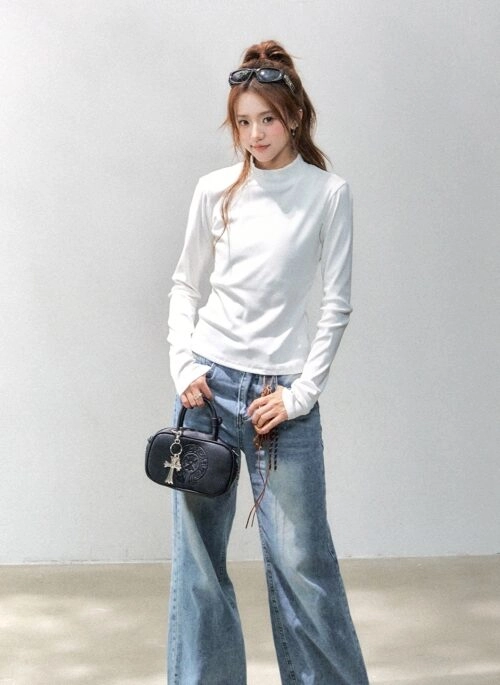 Solid Color Slim Fit Long Sleeve Casual Top