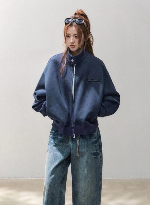 Stylish Stand Collar Air Layer Sweatshirt Jacket