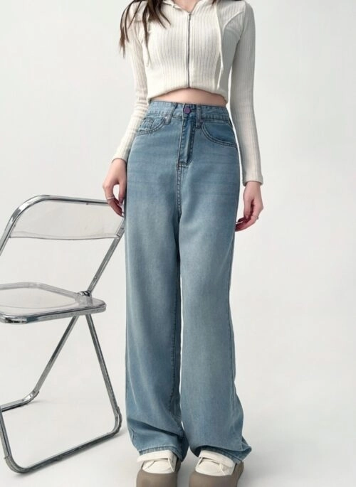 Tencel Denim Loose Straight Leg Lightweight Jeans