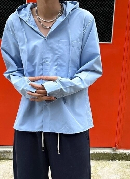 Unique Design Loose Hooded Shirt Jacket