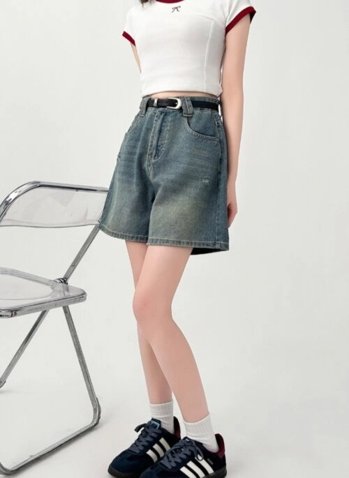 Vintage High Waist Distressed Denim Shorts
