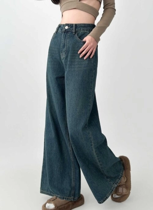 Vintage High Waist Flared Wide Leg Jeans