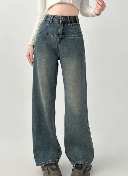 Vintage High Waist Loose Fit Wide Leg Jeans