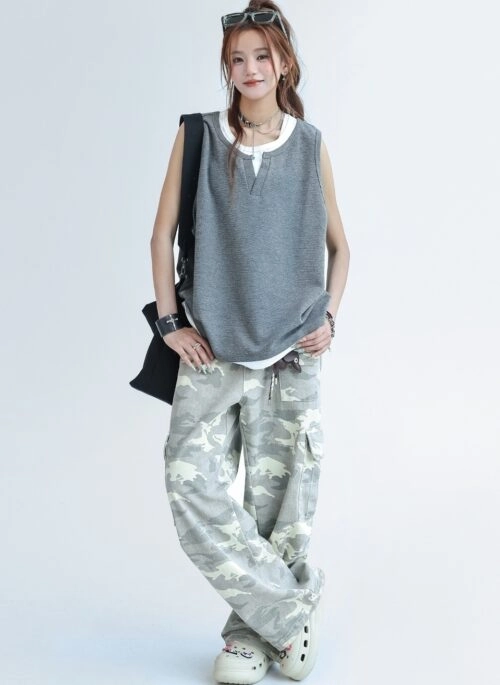Vintage Patchwork Sleeveless Loose Layered Vest Top