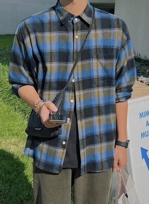 Vintage Plaid Loose Fit Shirt Jacket