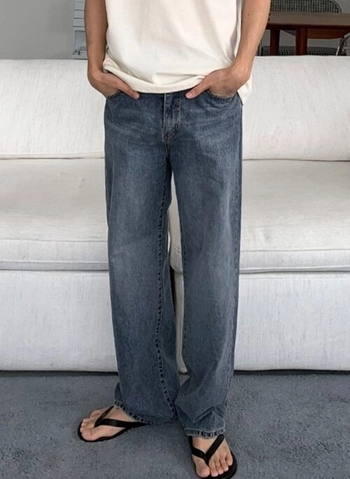 Vintage Relaxed Fit Washed Denim Trousers