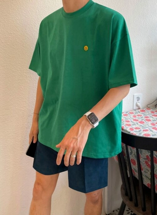 Vintage Smiley Embroidered Cotton Tee
